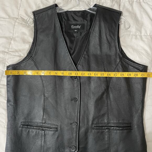 Excelled Collection Vest Men Size XL Black Genuine Leather Motorcycle Biker Moto - Picture 5 of 9